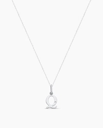 Gorjana 14k Diamond Vintage Alphabet Charm Necklace In 14k Solid White Gold