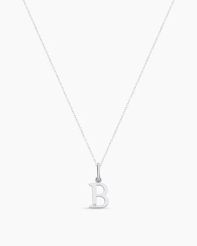Gorjana 14k Diamond Vintage Alphabet Charm Necklace In 14k Solid White Gold