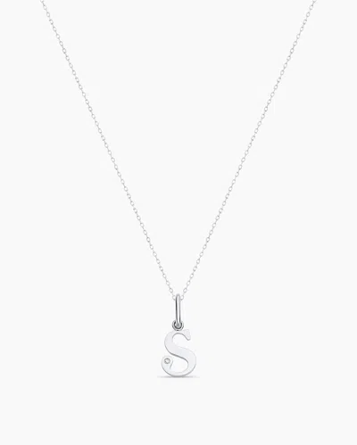 Gorjana 14k Diamond Vintage Alphabet Charm Necklace In 14k Solid White Gold