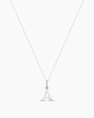 Gorjana 14k Diamond Vintage Alphabet Charm Necklace In 14k Solid White Gold