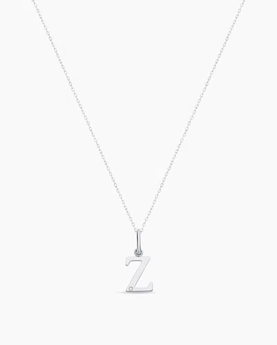 Gorjana 14k Diamond Vintage Alphabet Charm Necklace In 14k Solid White Gold
