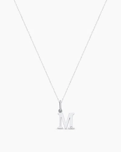 Gorjana 14k Diamond Vintage Alphabet Charm Necklace In 14k Solid White Gold