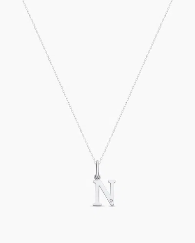 Gorjana 14k Diamond Vintage Alphabet Charm Necklace In 14k Solid White Gold