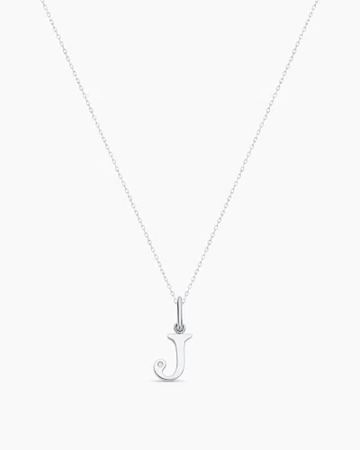 Gorjana 14k Diamond Vintage Alphabet Charm Necklace In 14k Solid White Gold