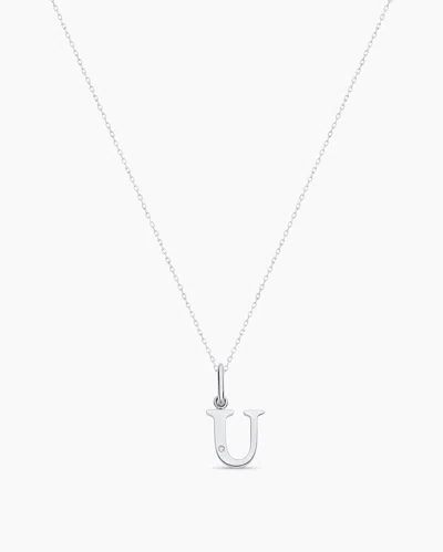 Gorjana 14k Diamond Vintage Alphabet Charm Necklace In 14k Solid White Gold
