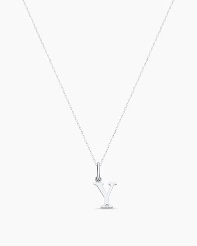 Gorjana 14k Diamond Vintage Alphabet Charm Necklace In 14k Solid White Gold
