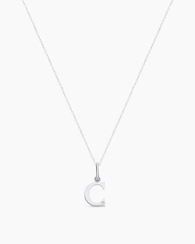 Gorjana 14k Diamond Vintage Alphabet Charm Necklace In 14k Solid White Gold