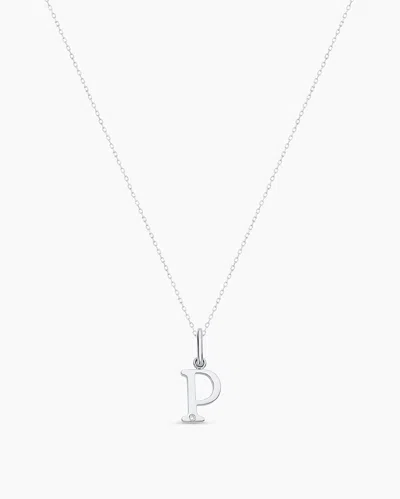 Gorjana 14k Diamond Vintage Alphabet Charm Necklace In 14k Solid White Gold