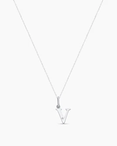 Gorjana 14k Diamond Vintage Alphabet Charm Necklace In 14k Solid White Gold