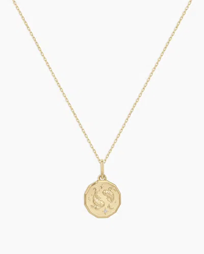 Gorjana 14k Diamond Zodiac Coin Charm Necklace