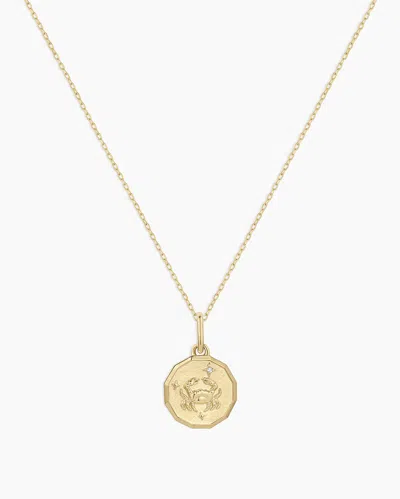 Gorjana 14k Diamond Zodiac Coin Charm Necklace In 14k Solid Gold