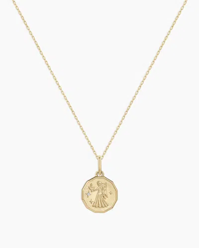 Gorjana 14k Diamond Zodiac Coin Charm Necklace In 14k Solid Gold