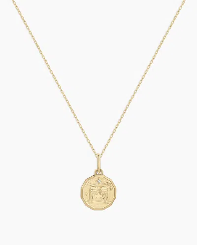 Gorjana 14k Diamond Zodiac Coin Charm Necklace In 14k Solid Gold