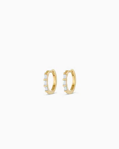 Gorjana 14k Gold Baguette White Sapphire Huggies