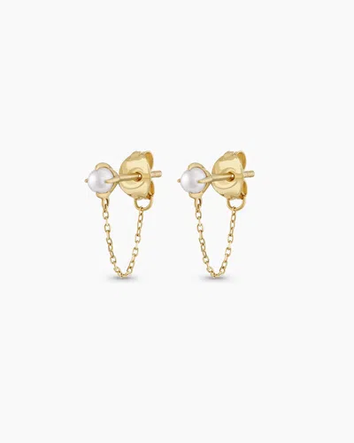 Gorjana 14k Gold Pearl Newport Chain Huggies