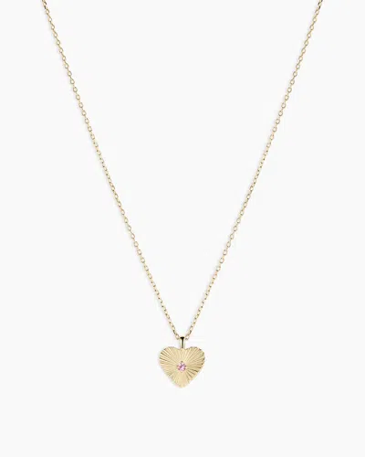 Gorjana 14k Gold Pink Sapphire Vintage Heart Necklace