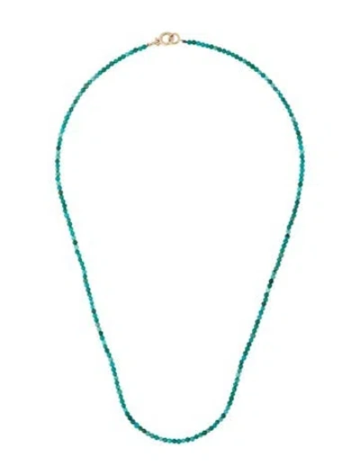 Pre-owned Gorjana 14k Turquoise Bead Necklace, 17.5" In Multicolor