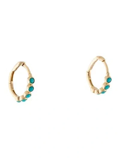 Pre-owned Gorjana 14k Turquoise Huggie Earrings In Multicolor