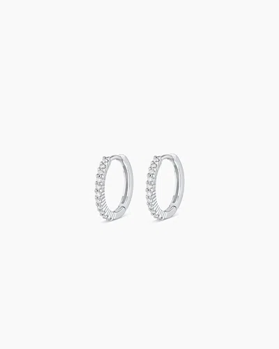 Gorjana 14k White Gold Diamond Pavé Huggies In 14k Solid White Gold