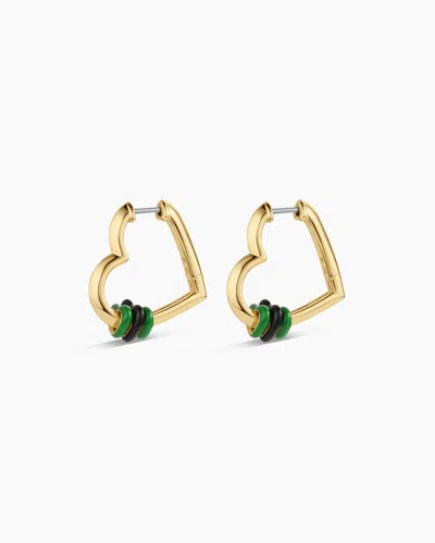 Gorjana Campbell Heart Bead Hoops In 18k Gold Plated