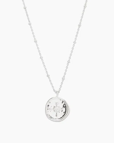 Gorjana Compass Coin Necklace In Silver Plated