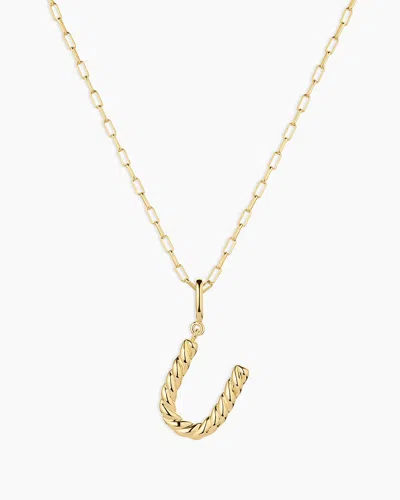 Gorjana Crew Alphabet Statement Charm Necklace In 18k Gold Plated