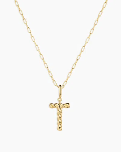 Gorjana Crew Alphabet Statement Charm Necklace In 18k Gold Plated