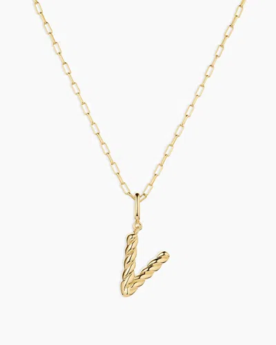 Gorjana Crew Alphabet Statement Charm Necklace In 18k Gold Plated