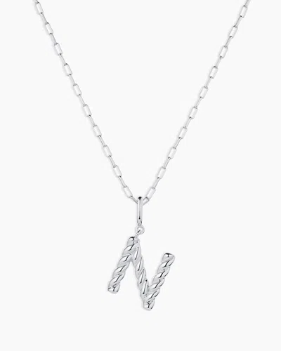 Gorjana Crew Alphabet Statement Charm Necklace In Silver Plated