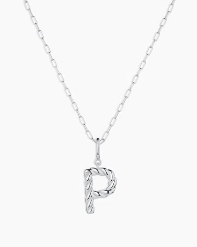 Gorjana Crew Alphabet Statement Charm Necklace In Silver Plated
