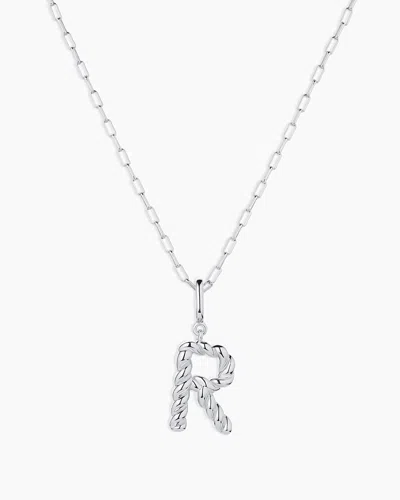 Gorjana Crew Alphabet Statement Charm Necklace In Silver Plated