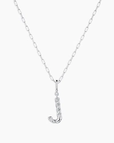 Gorjana Crew Alphabet Statement Charm Necklace In Silver Plated