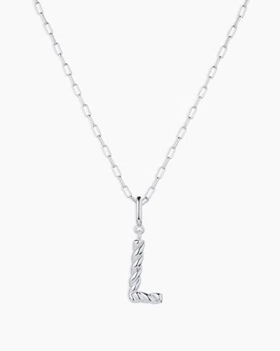 Gorjana Crew Alphabet Statement Charm Necklace In Silver Plated