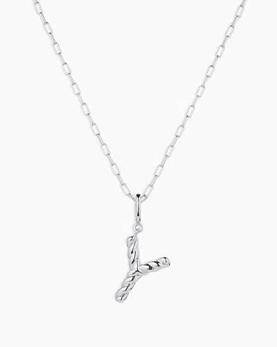 Gorjana Crew Alphabet Statement Charm Necklace In Silver Plated