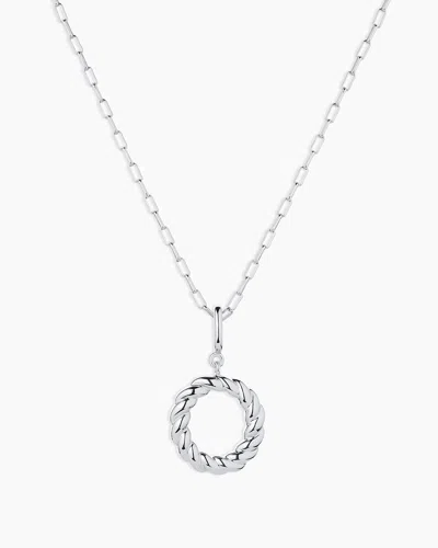 Gorjana Crew Alphabet Statement Charm Necklace In Silver Plated