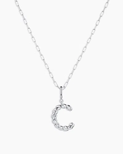 Gorjana Crew Alphabet Statement Charm Necklace In Silver Plated