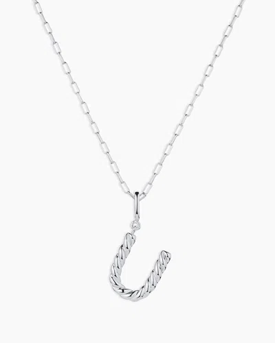 Gorjana Crew Alphabet Statement Charm Necklace In Silver Plated