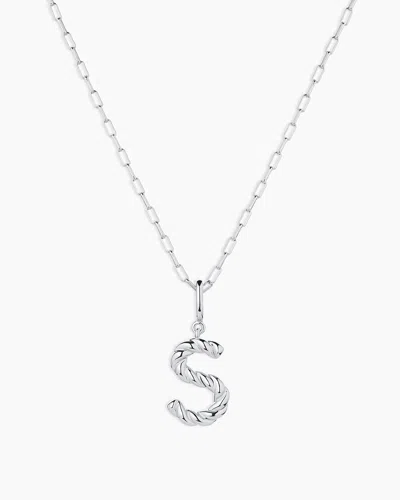 Gorjana Crew Alphabet Statement Charm Necklace In Silver Plated