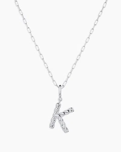 Gorjana Crew Alphabet Statement Charm Necklace In Silver Plated
