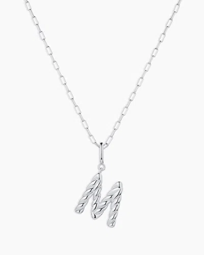 Gorjana Crew Alphabet Statement Charm Necklace In Silver Plated