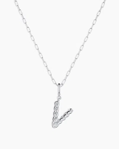 Gorjana Crew Alphabet Statement Charm Necklace In Silver Plated