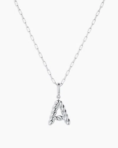 Gorjana Crew Alphabet Statement Charm Necklace In Silver Plated