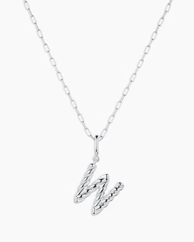 Gorjana Crew Alphabet Statement Charm Necklace In Silver Plated