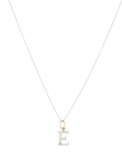 Pre-owned Gorjana Diamond Vintage Alphabet Charm Letter 'e' Necklace, 18" In Multi