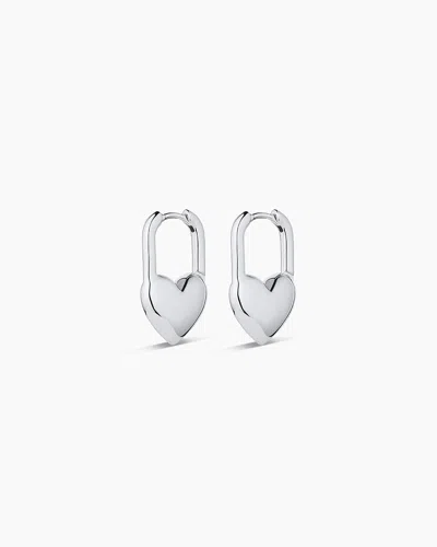 Gorjana Heart Padlock Huggies In Silver Plated