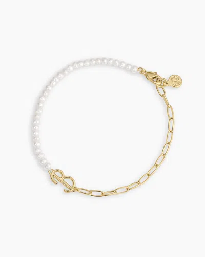 Gorjana Lou Pearl Alphabet Bracelet In 18k Gold Plated