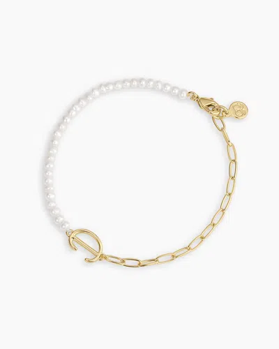 Gorjana Lou Pearl Alphabet Bracelet In 18k Gold Plated