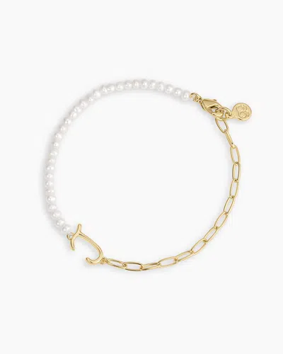 Gorjana Lou Pearl Alphabet Bracelet In 18k Gold Plated