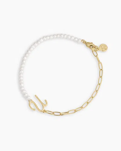 Gorjana Lou Pearl Alphabet Bracelet In 18k Gold Plated