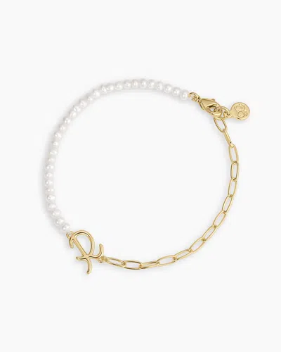 Gorjana Lou Pearl Alphabet Bracelet In 18k Gold Plated